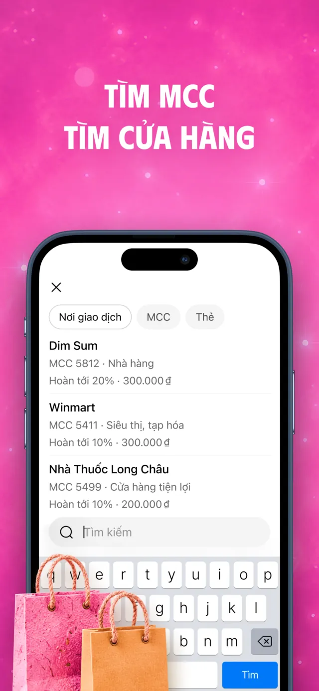 Tìm MCC và cửa hàng hoàn tiền